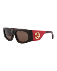 Gucci Womens Square/Rectangle Havana Red Brown Fashion Designer Eyewear