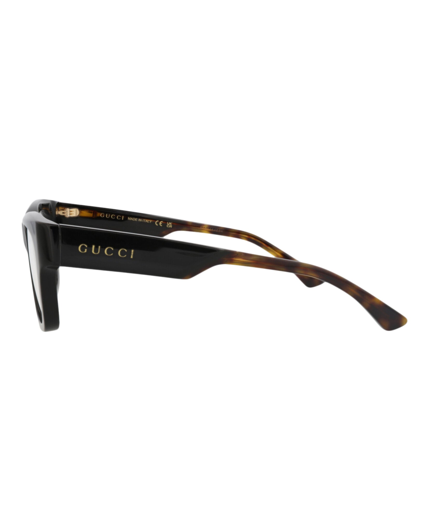 Gucci Gucci Mens Square/Rectangle Black Havana Transparent Fashion Designer Eyewear
