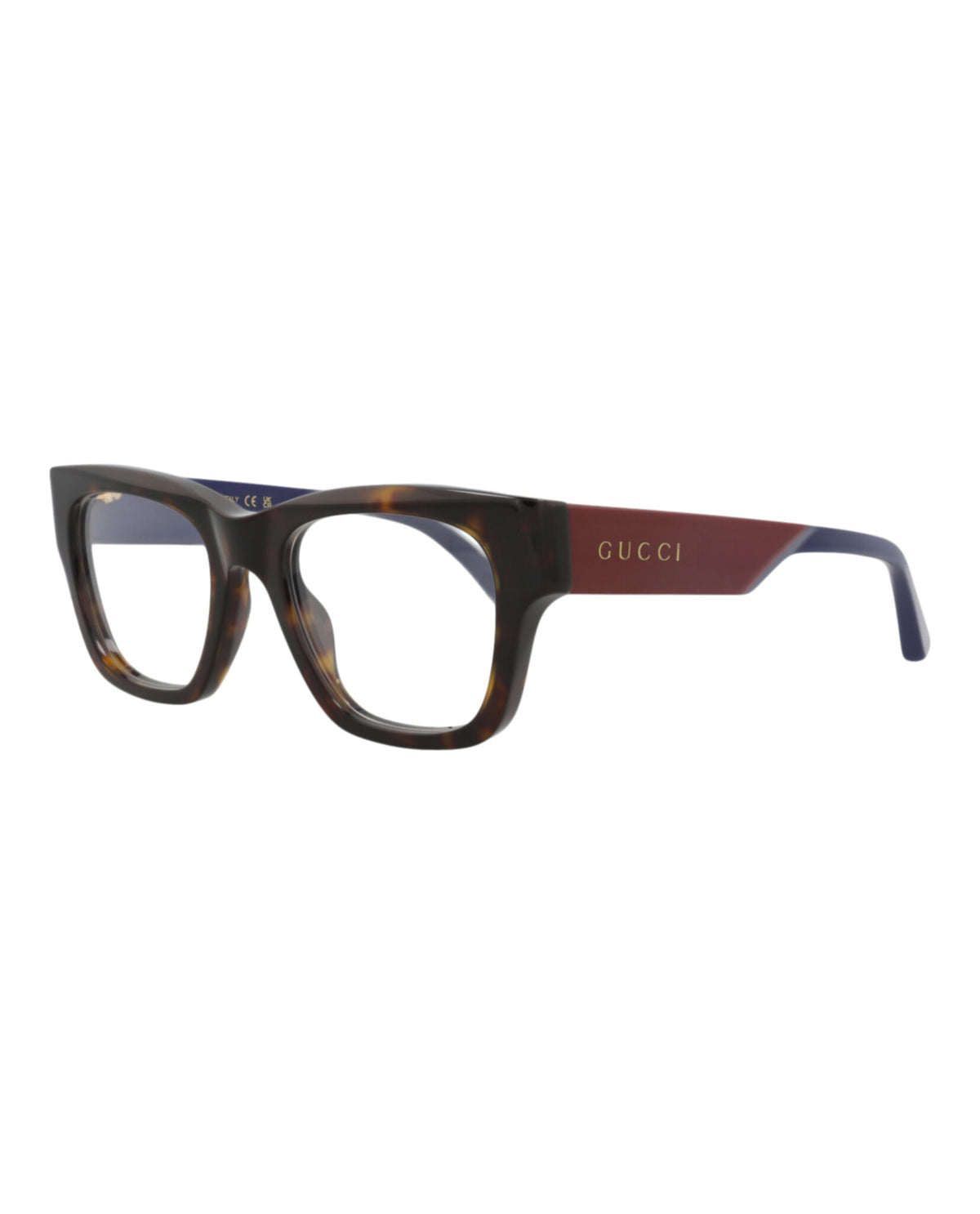 Gucci Mens Square/Rectangle Havana Red Transparent Fashion Designer Eyewear