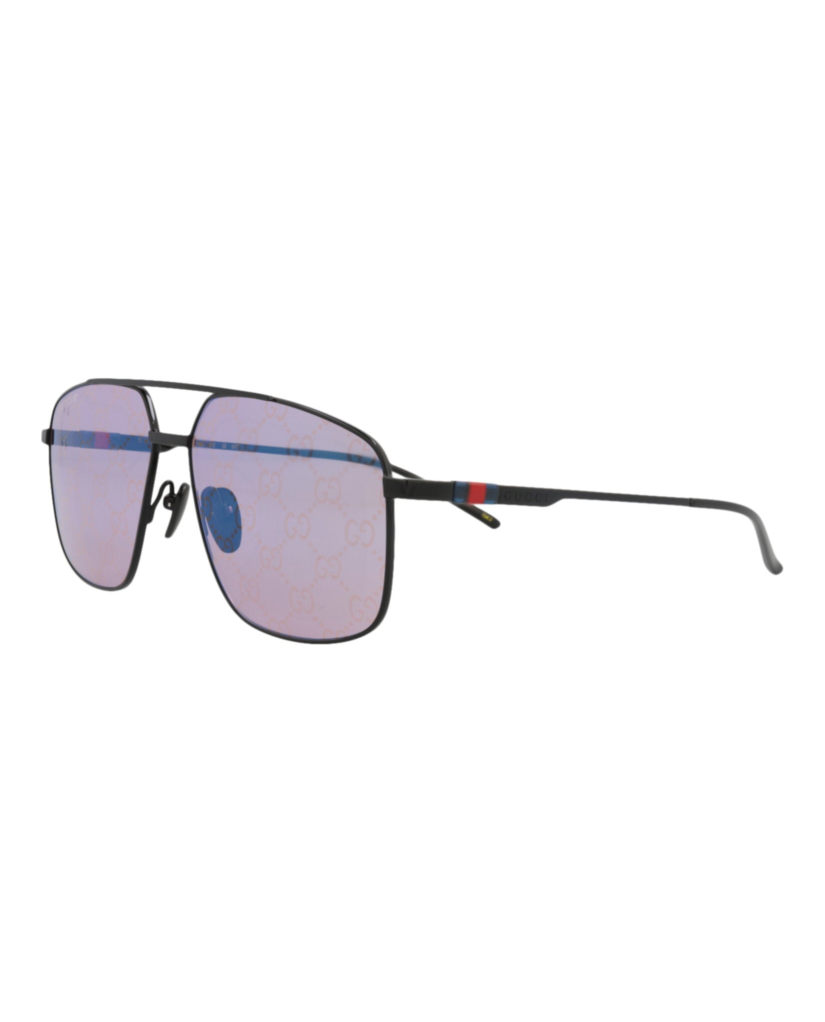 Gucci Gucci Mens Aviator Black Black Violet Fashion Designer Eyewear