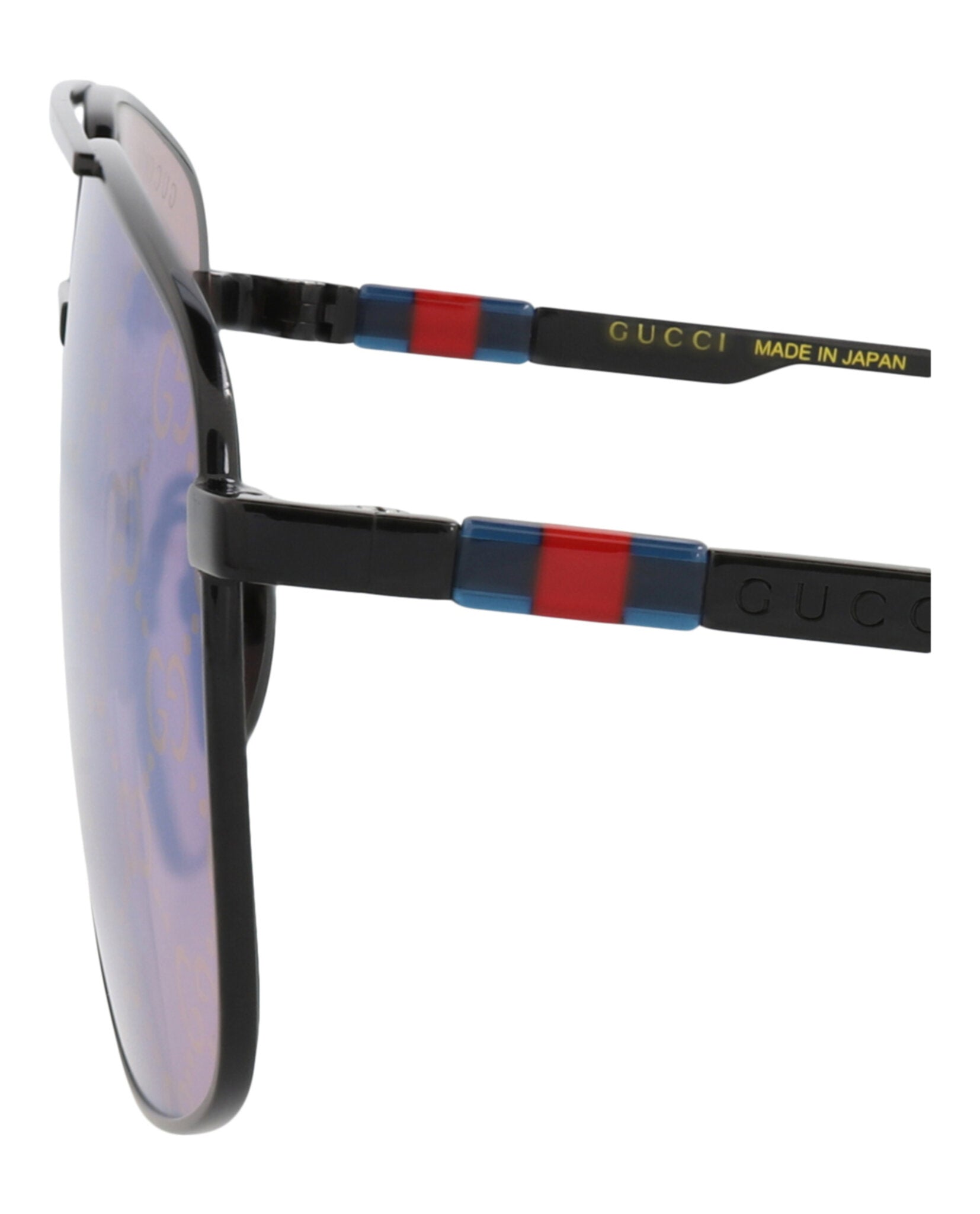 Gucci Gucci Mens Aviator Black Black Violet Fashion Designer Eyewear