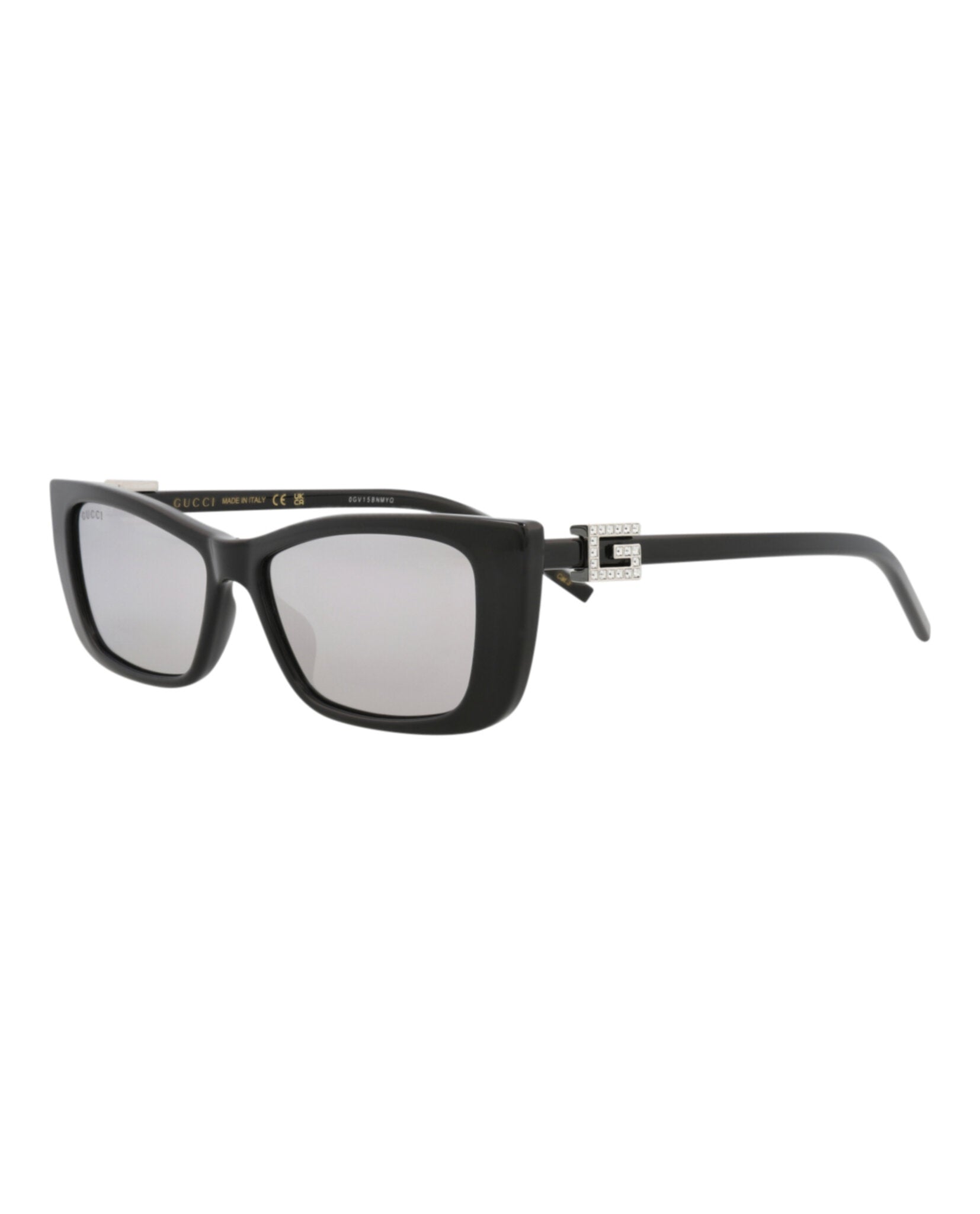 Gucci Gucci Womens Cat Eye Black Black Silver Fashion Designer Eyewear