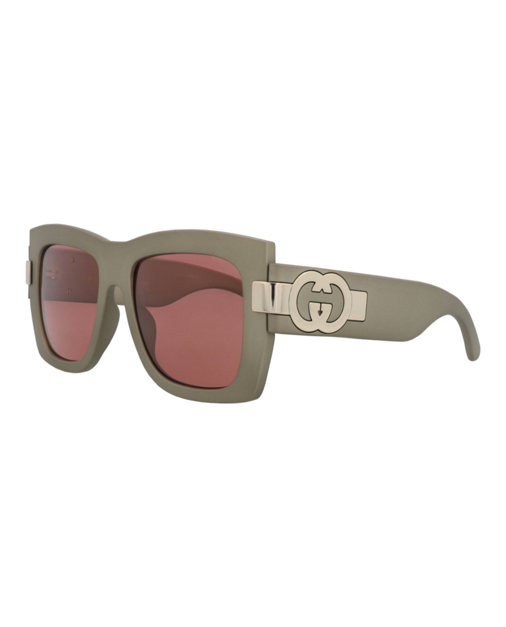 Gucci Gucci Womens Square/Rectangle Grey Grey Red Fashion Designer Eyewear