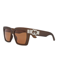 Gucci Womens Square/Rectangle Brown Brown Brown Fashion Designer Eyewear