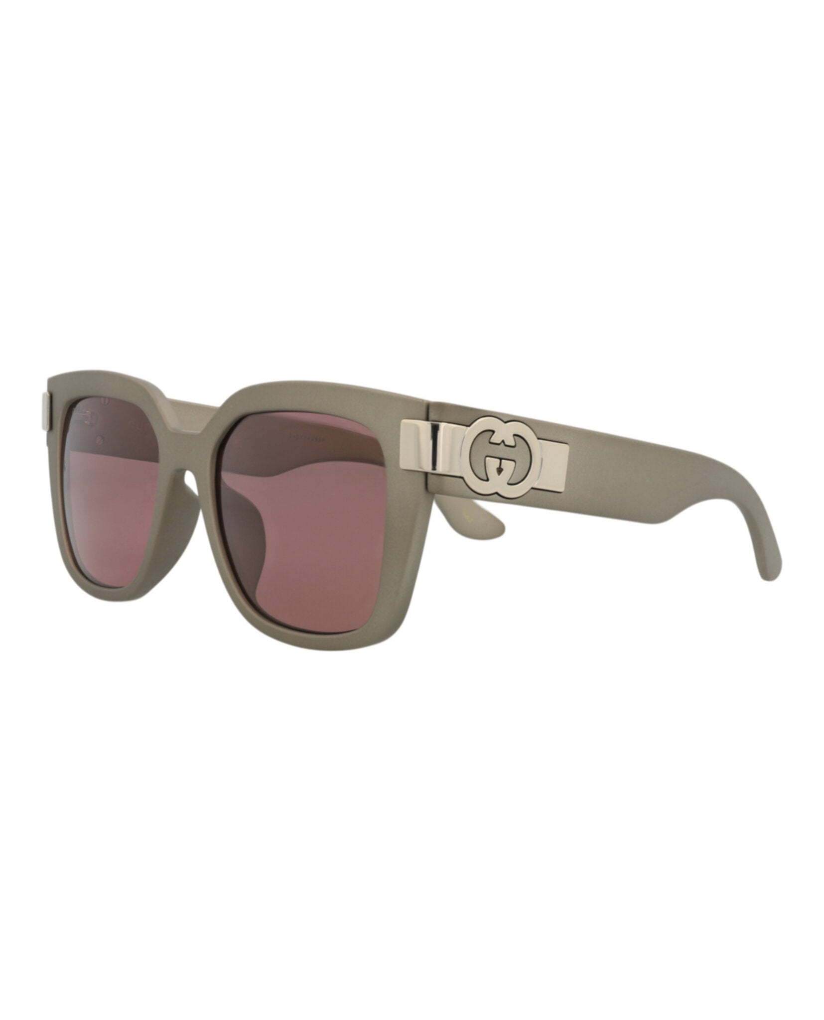 Gucci Womens Square/Rectangle Grey Grey Brown Fashion Designer Eyewear