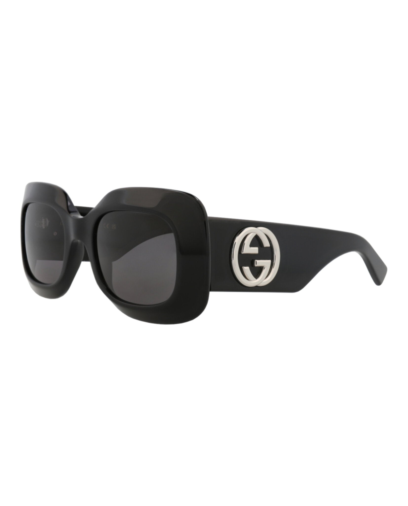 Gucci Womens Square/Rectangle Black Black Grey Fashion Designer Eyewear