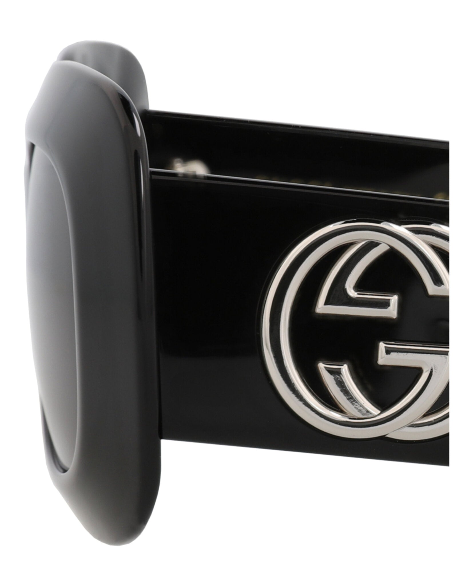 Gucci Womens Square/Rectangle Black Black Grey Fashion Designer Eyewear