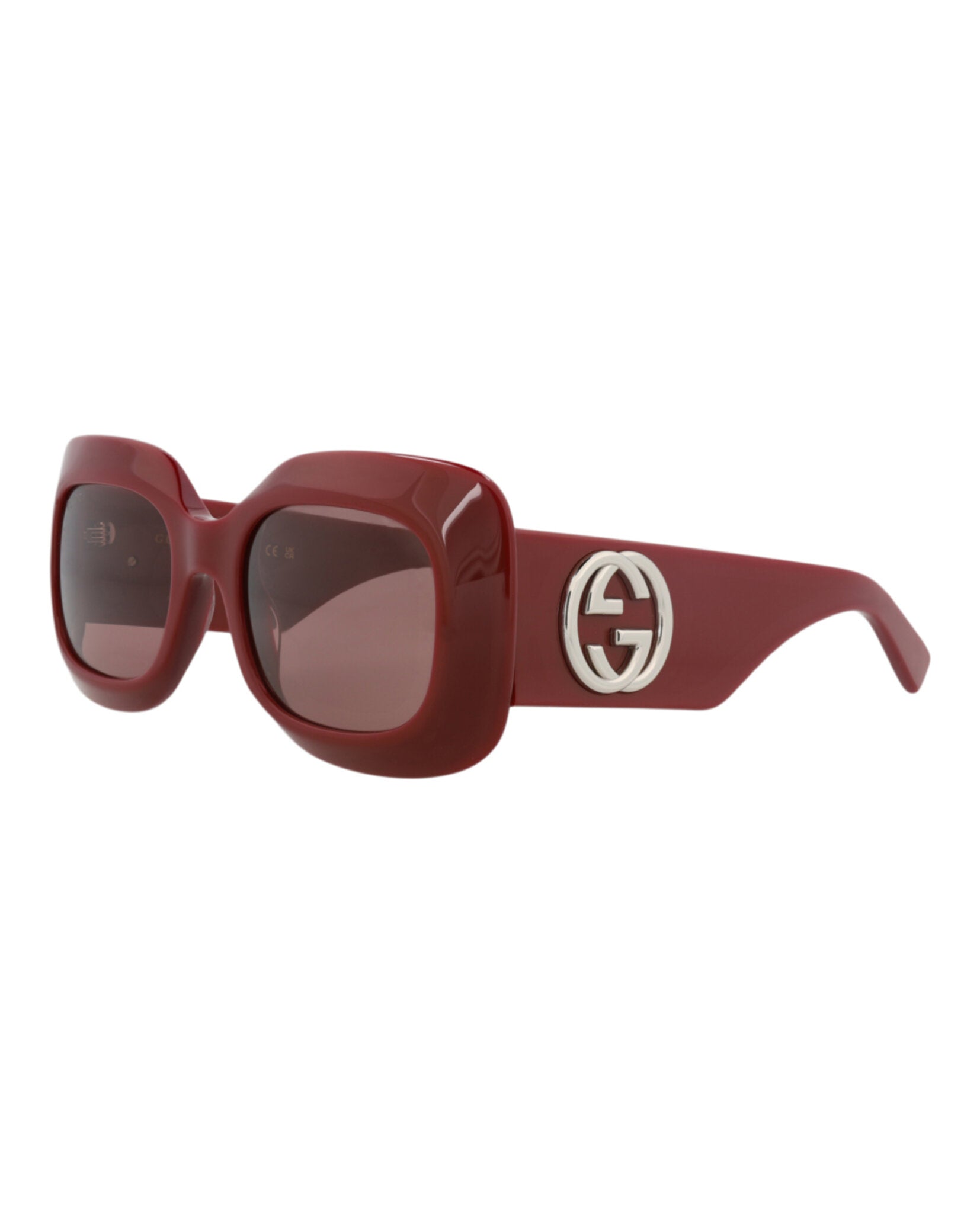 Gucci Gucci Womens Square/Rectangle Burgundy Burgundy Brown Fashion Designer Eyewear