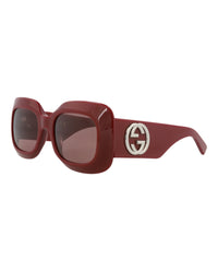 Gucci Gucci Womens Square/Rectangle Burgundy Burgundy Brown Fashion Designer Eyewear