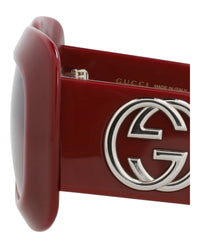 Gucci Gucci Womens Square/Rectangle Burgundy Burgundy Brown Fashion Designer Eyewear