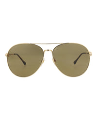 Gucci Gucci Womens Aviator Gold Gold Brown Fashion Designer Eyewear