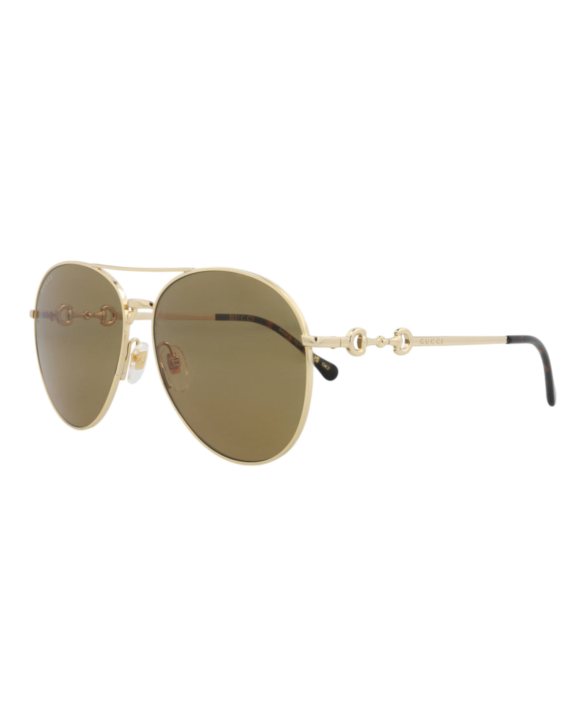 Gucci Gucci Womens Aviator Gold Gold Brown Fashion Designer Eyewear