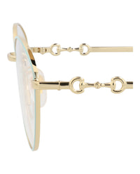 Gucci Gucci Womens Cat Eye Gold Gold Transparent Fashion Designer Eyewear