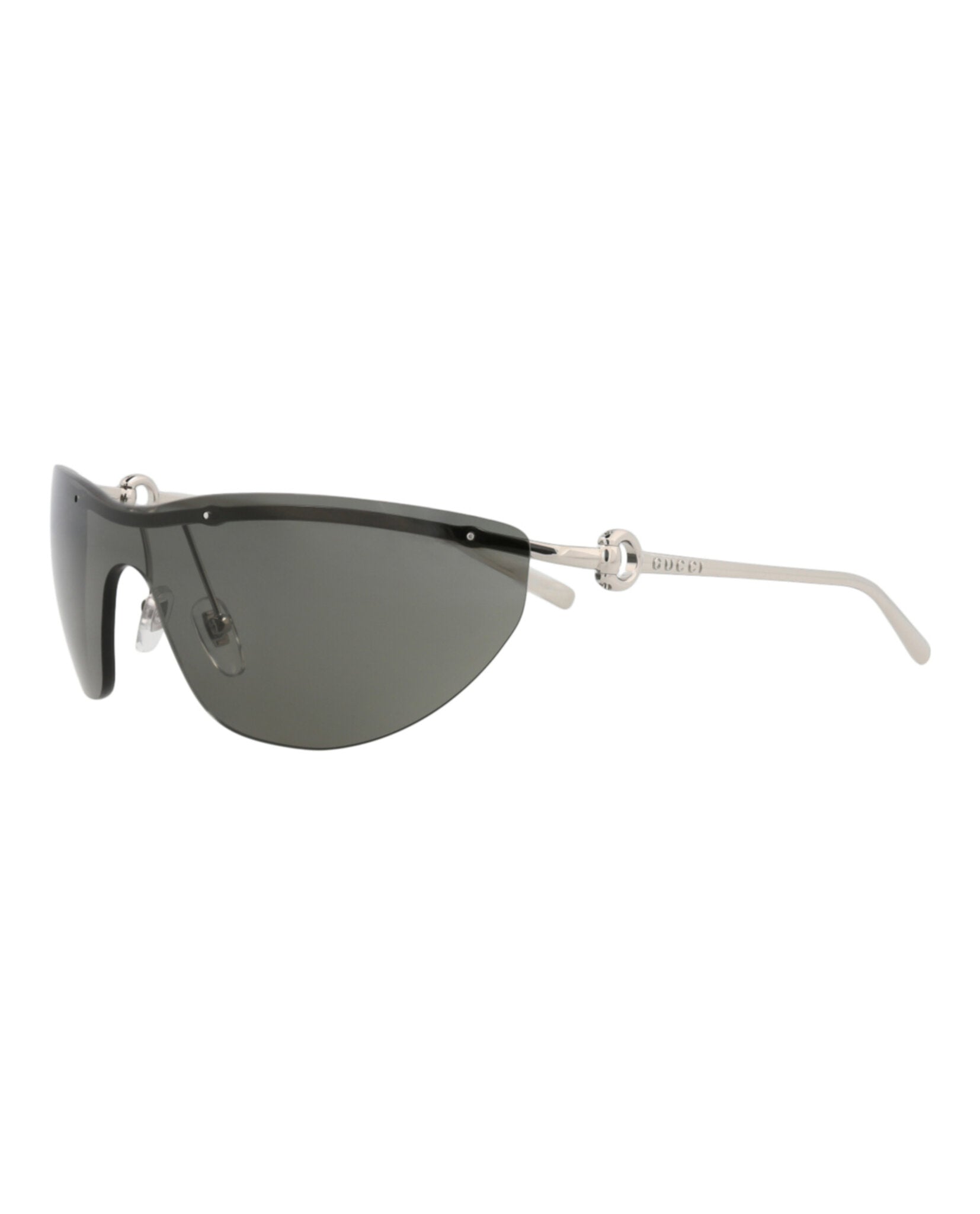 Gucci Gucci Womens Shield/Wrap Silver Silver Grey Fashion Designer Eyewear