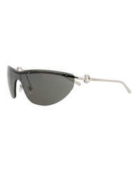 Gucci Gucci Womens Shield/Wrap Silver Silver Grey Fashion Designer Eyewear