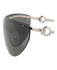 Gucci Gucci Womens Shield/Wrap Silver Silver Grey Fashion Designer Eyewear