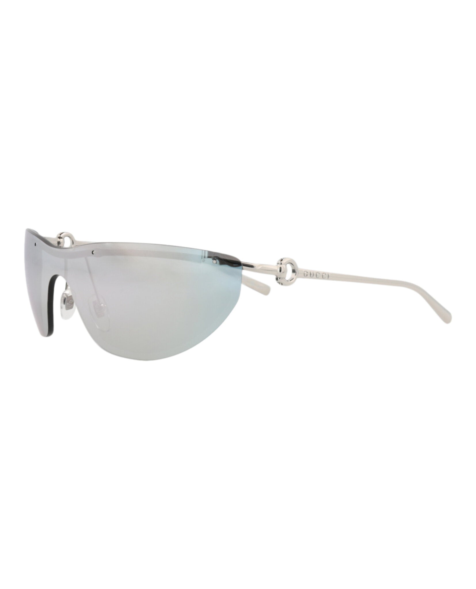Gucci Gucci Womens Shield/Wrap Silver Silver Silver Fashion Designer Eyewear