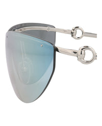 Gucci Gucci Womens Shield/Wrap Silver Silver Silver Fashion Designer Eyewear