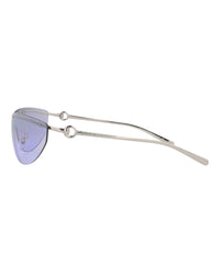 Gucci Gucci Womens Shield/Wrap Silver Silver Violet Fashion Designer Eyewear