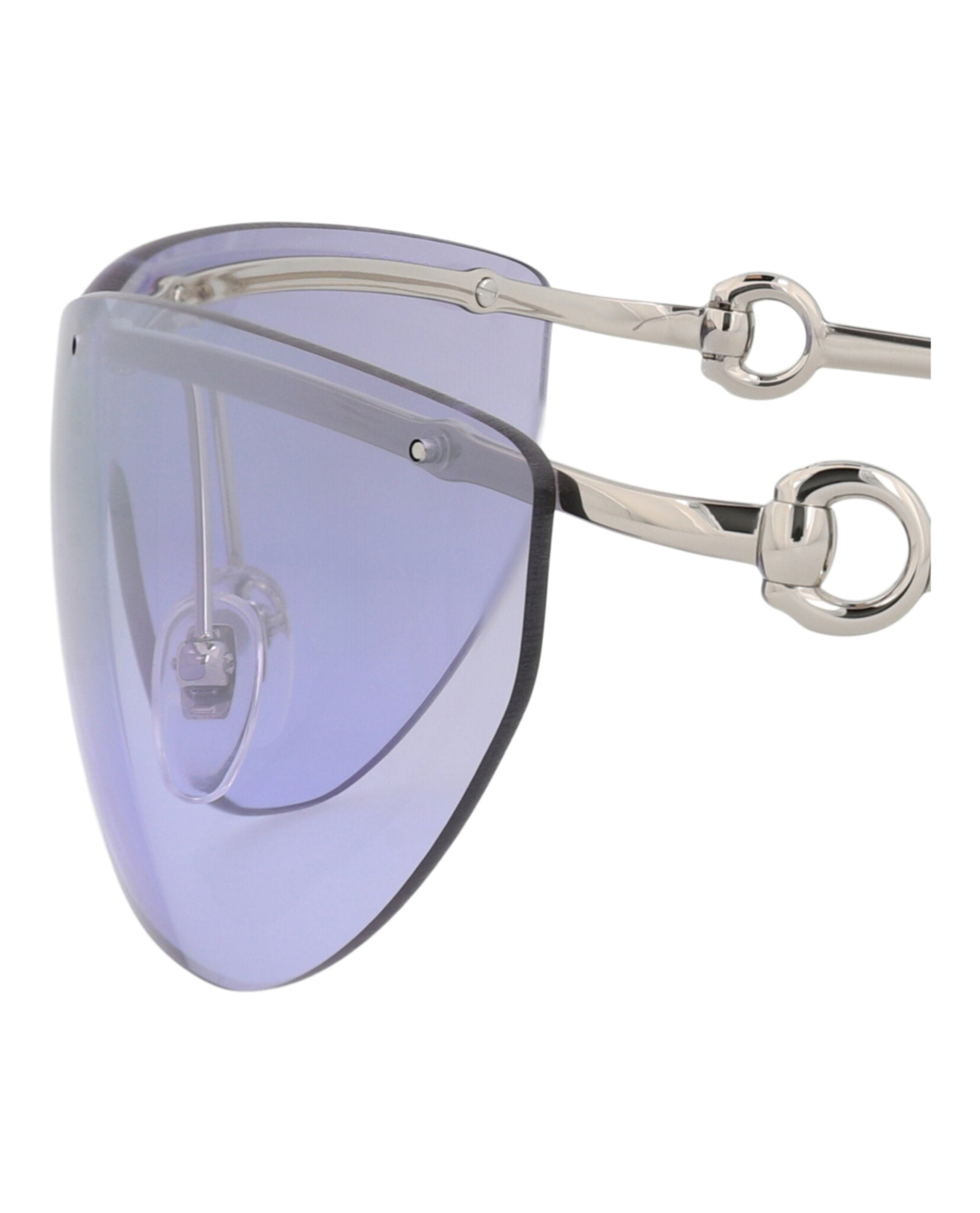 Gucci Gucci Womens Shield/Wrap Silver Silver Violet Fashion Designer Eyewear
