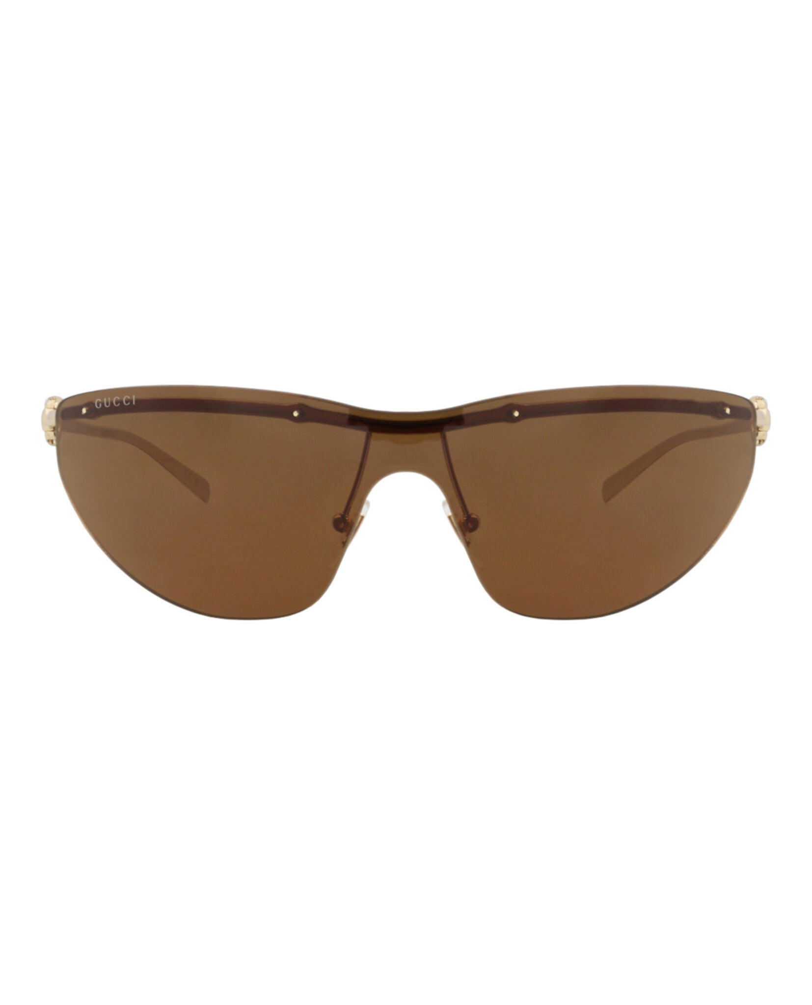 Gucci Gucci Womens Shield/Wrap Gold Gold Brown Fashion Designer Eyewear