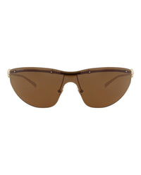 Gucci Gucci Womens Shield/Wrap Gold Gold Brown Fashion Designer Eyewear