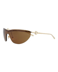 Gucci Gucci Womens Shield/Wrap Gold Gold Brown Fashion Designer Eyewear
