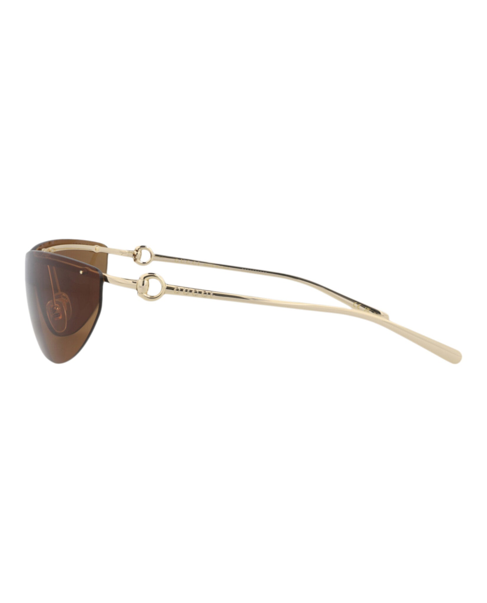 Gucci Gucci Womens Shield/Wrap Gold Gold Brown Fashion Designer Eyewear