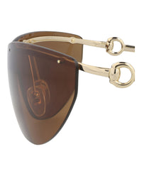 Gucci Gucci Womens Shield/Wrap Gold Gold Brown Fashion Designer Eyewear