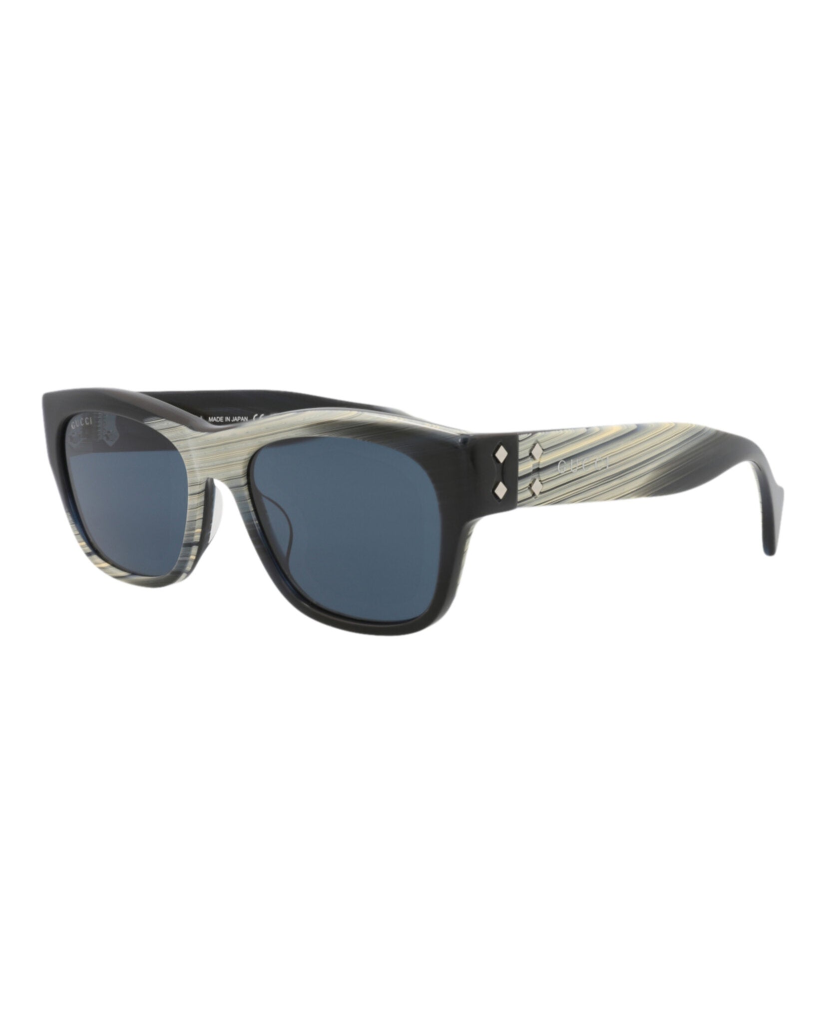 Gucci Gucci Mens Square/Rectangle Black Black Blue Fashion Designer Eyewear