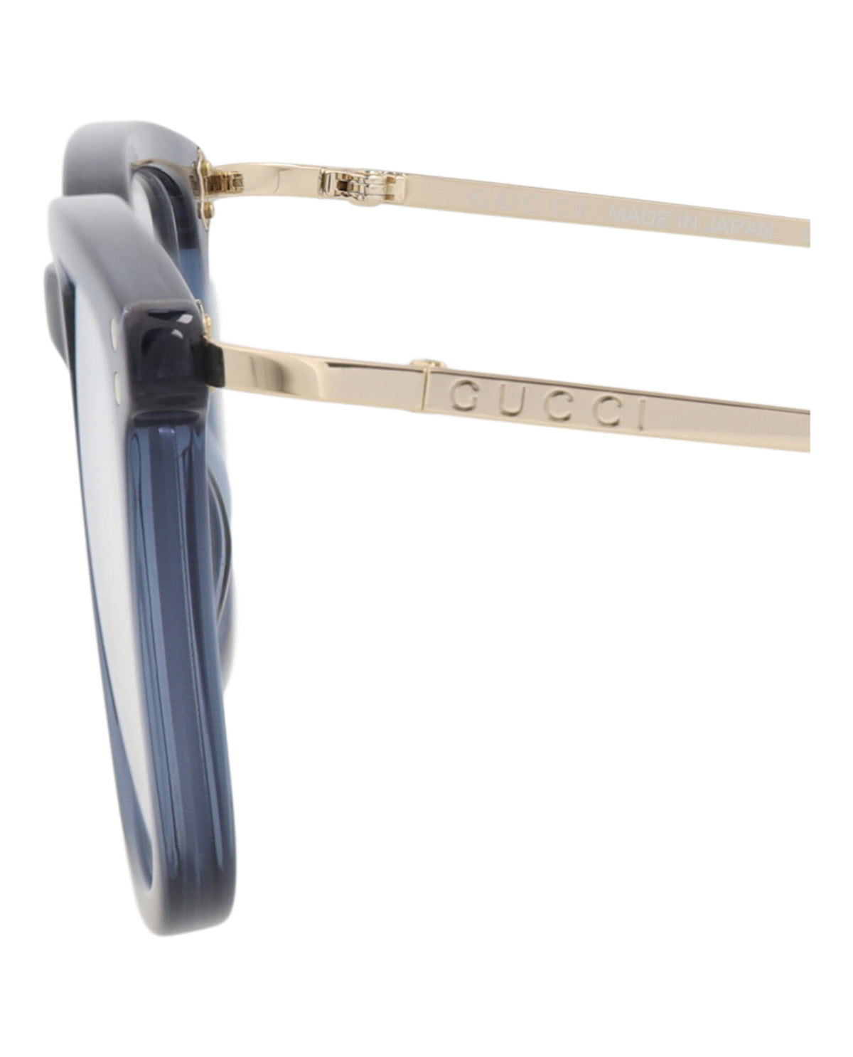 Gucci Mens Square/Rectangle Blue Gold Transparent Fashion Designer Eyewear
