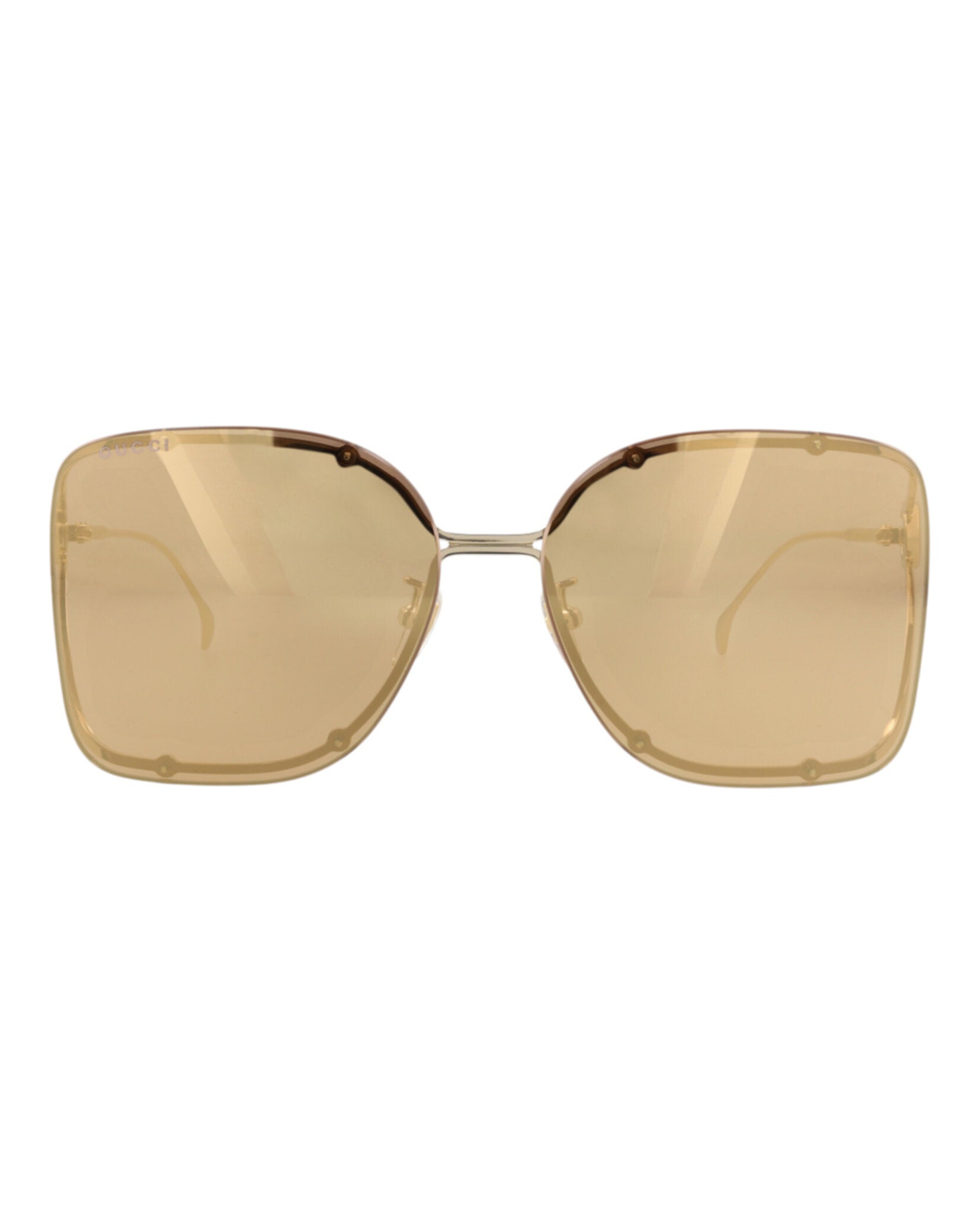 Gucci Gucci Womens Square/Rectangle Gold Gold Brown Fashion Designer Eyewear