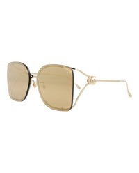 Gucci Gucci Womens Square/Rectangle Gold Gold Brown Fashion Designer Eyewear
