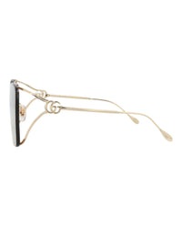 Gucci Gucci Womens Square/Rectangle Gold Gold Brown Fashion Designer Eyewear