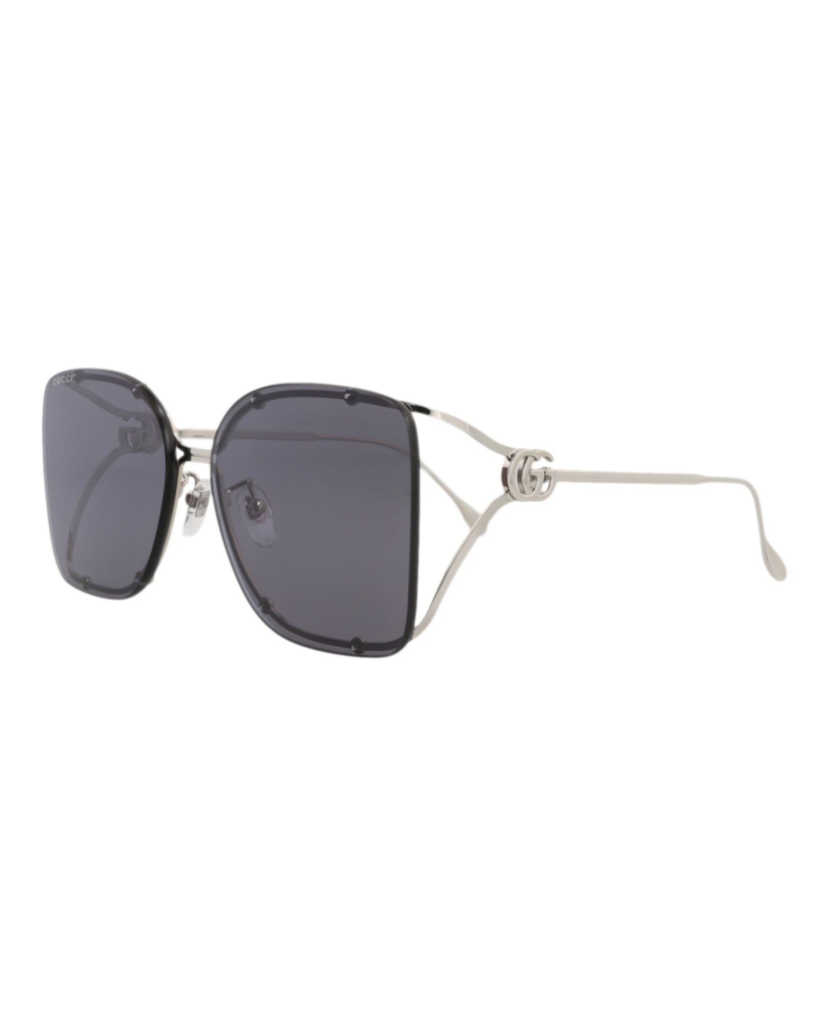 Gucci Gucci Womens Square/Rectangle Silver Silver Violet Fashion Designer Eyewear