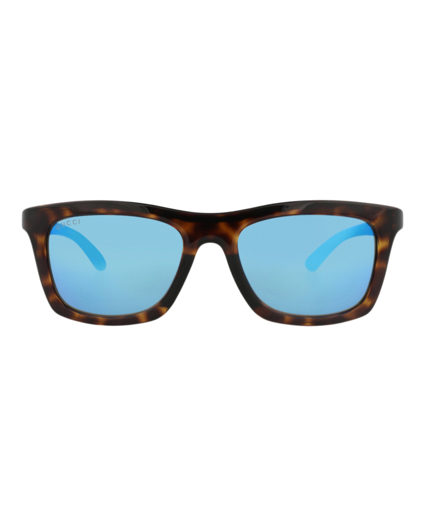 Gucci Mens Square/Rectangle Havana Blue Blue Fashion Designer Eyewear
