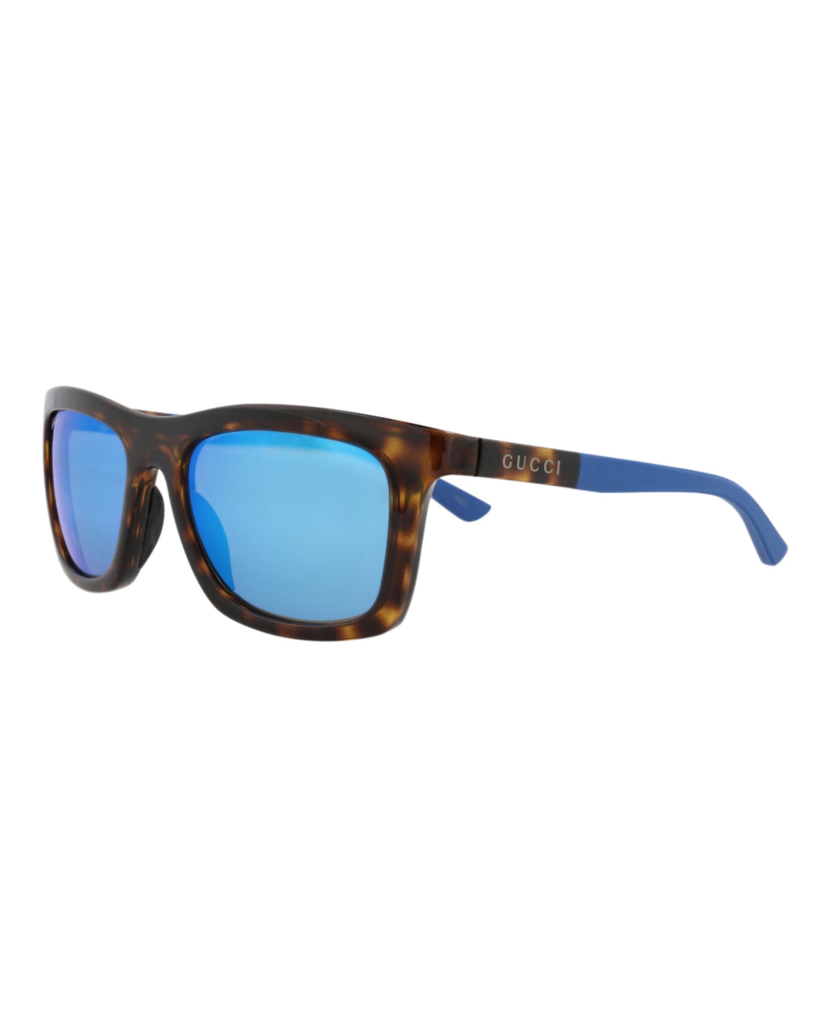 Gucci Mens Square/Rectangle Havana Blue Blue Fashion Designer Eyewear