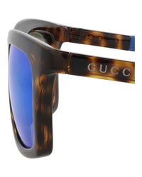 Gucci Mens Square/Rectangle Havana Blue Blue Fashion Designer Eyewear