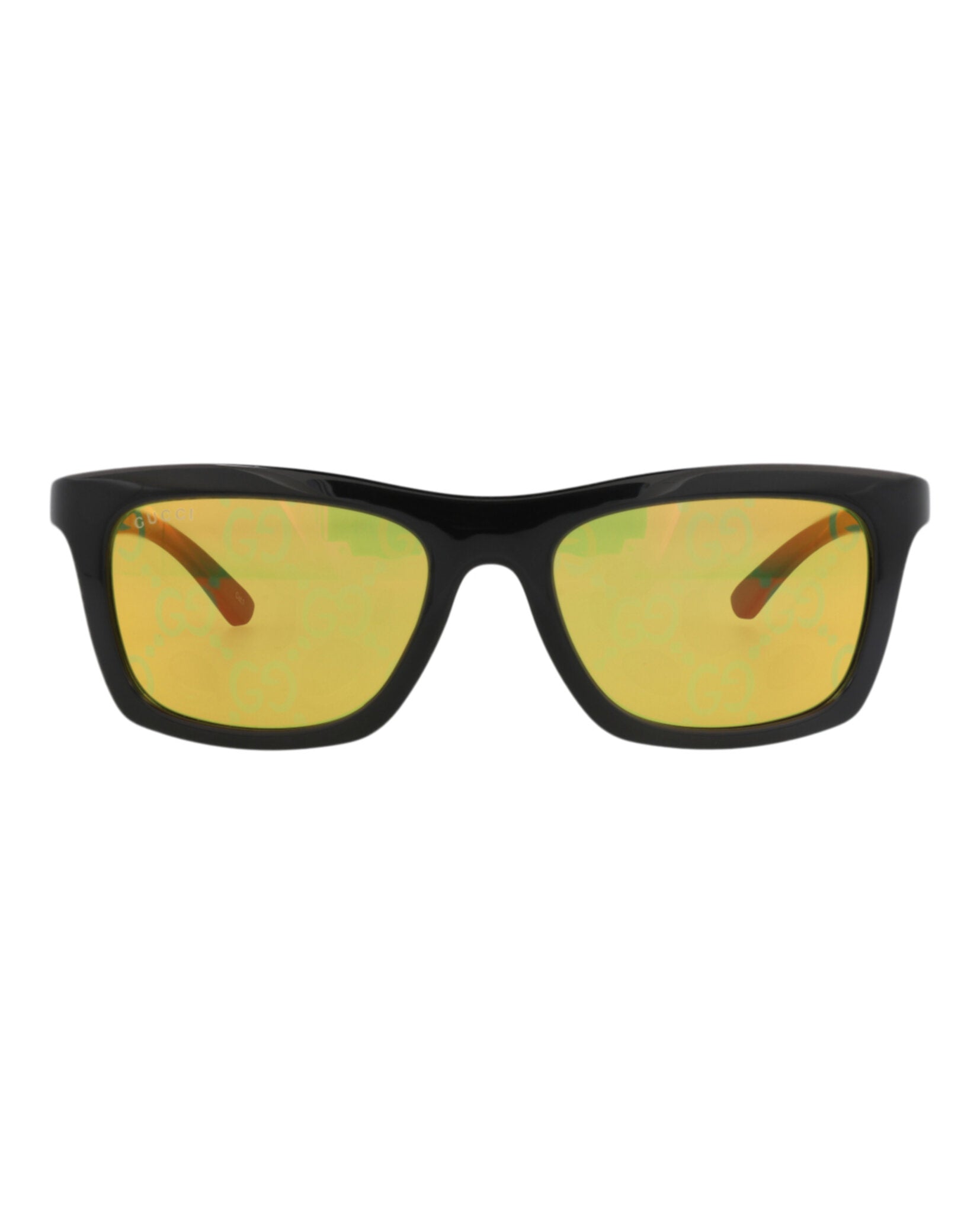 Gucci Mens Square/Rectangle Black Green Yellow Fashion Designer Eyewear