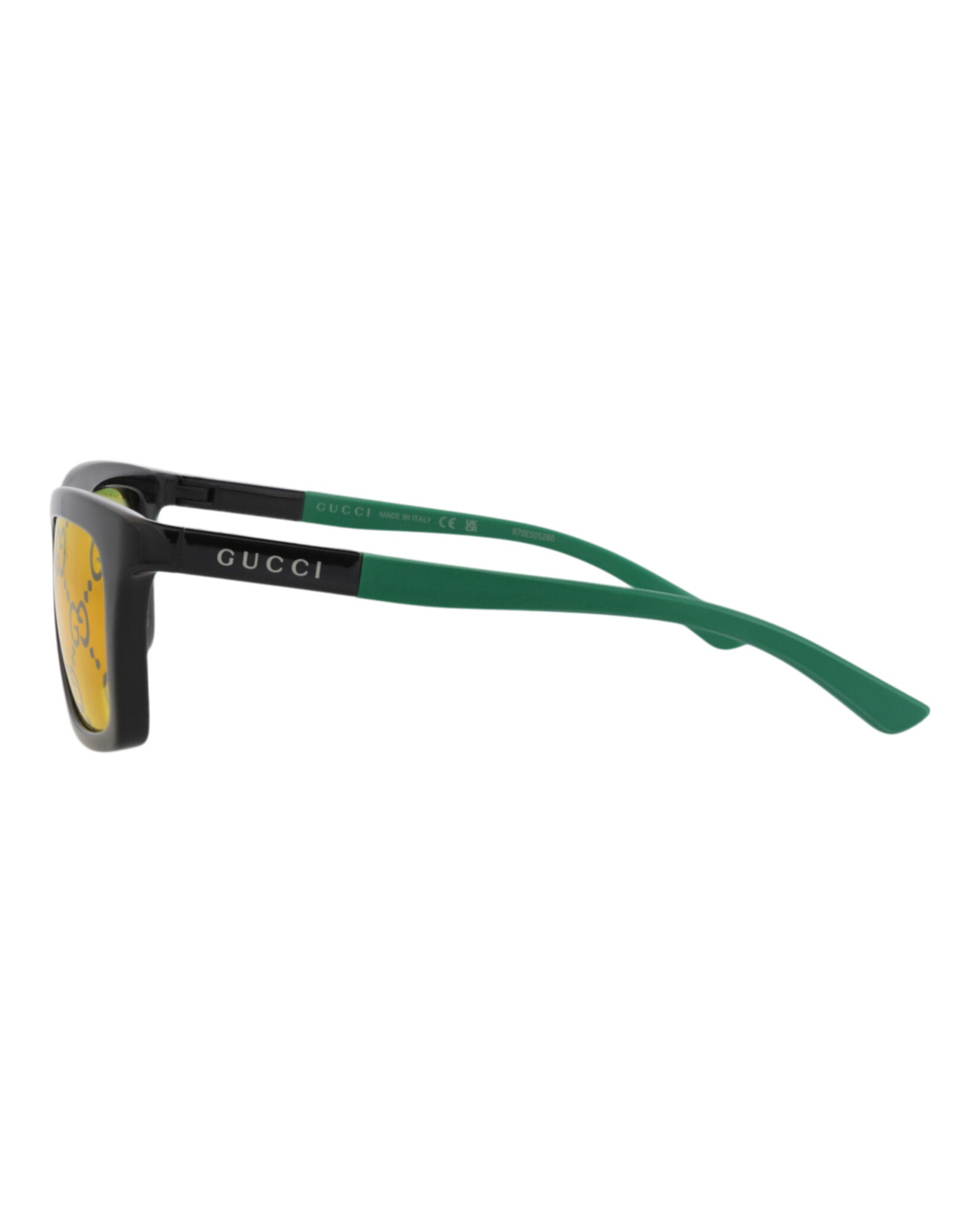 Gucci Mens Square/Rectangle Black Green Yellow Fashion Designer Eyewear