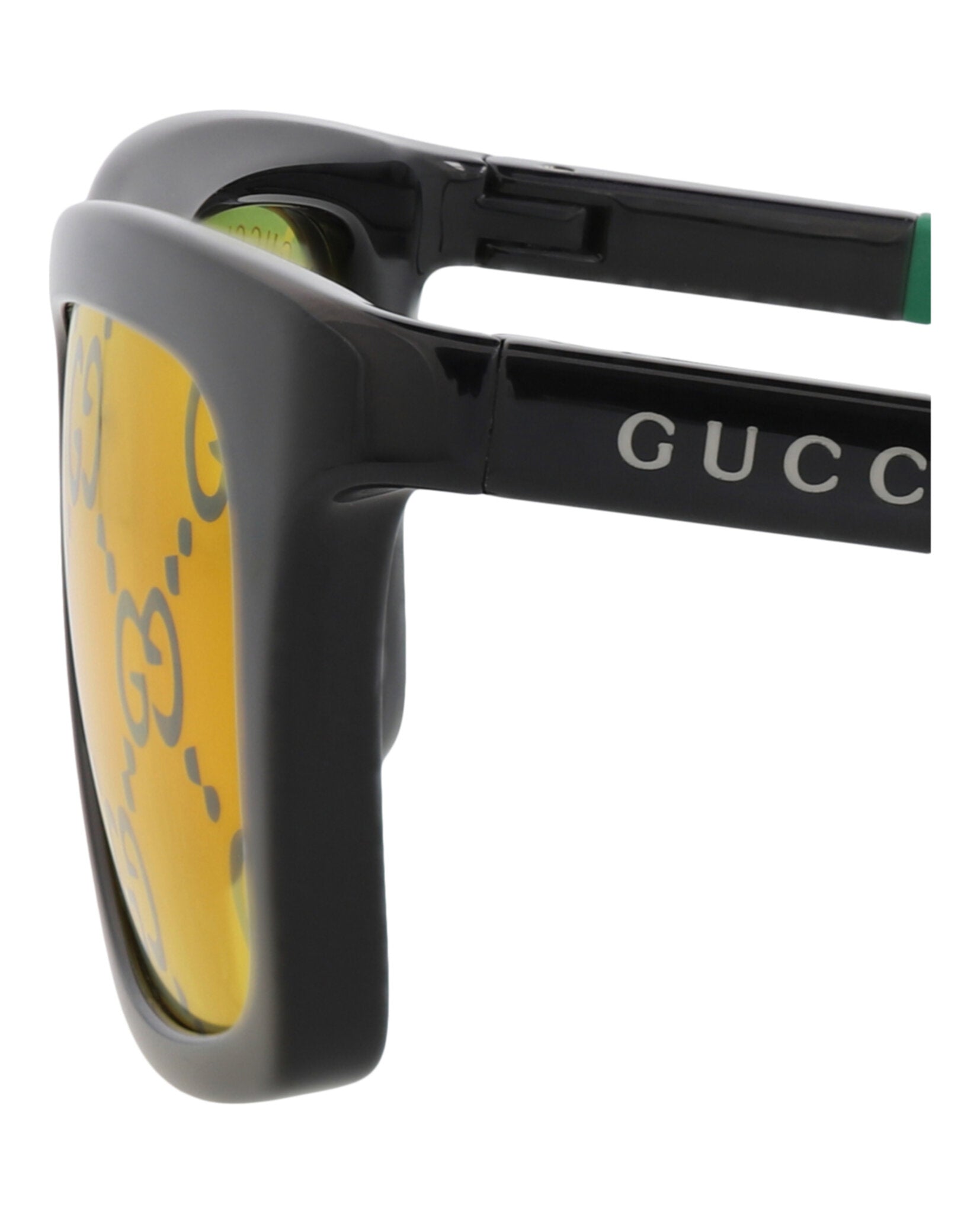 Gucci Mens Square/Rectangle Black Green Yellow Fashion Designer Eyewear
