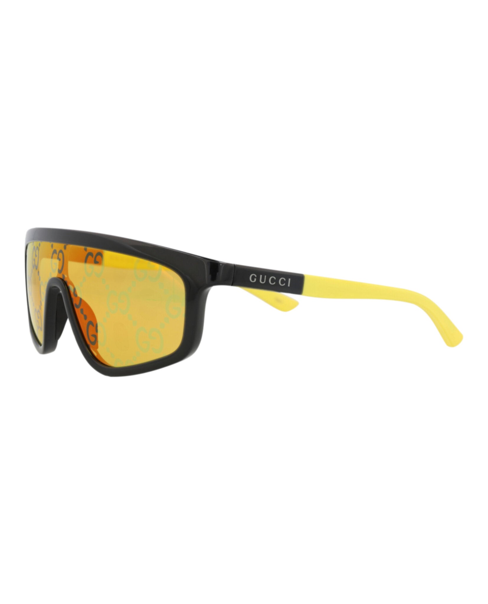 Gucci Gucci Unisex Shield/Wrap Black Yellow Yellow Fashion Designer Eyewear
