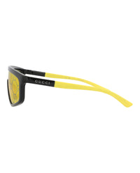 Gucci Gucci Unisex Shield/Wrap Black Yellow Yellow Fashion Designer Eyewear