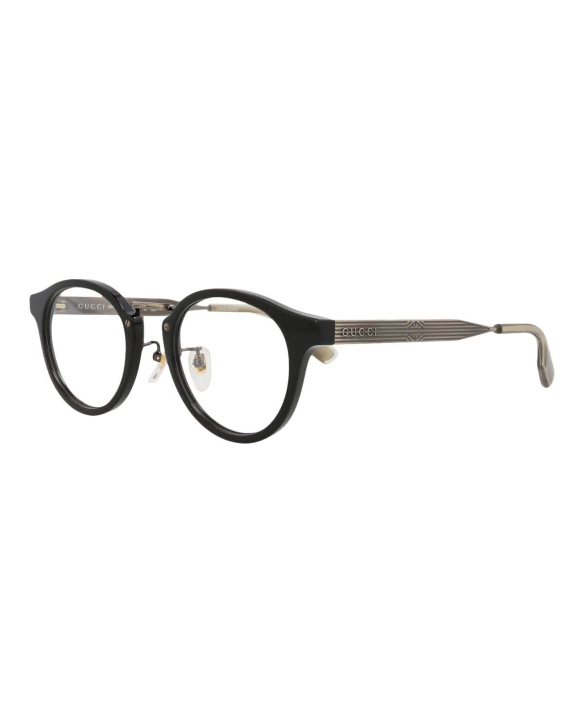 Gucci Unisex Round/Oval Black Gold Transparent Fashion Designer Eyewear