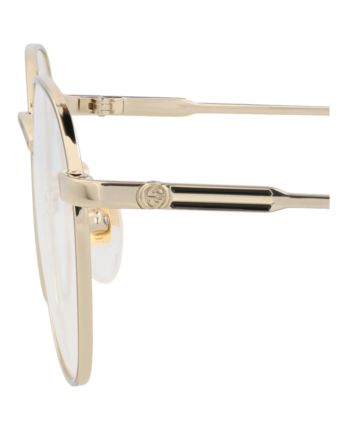 Gucci Mens Round/Oval Gold Gold Transparent Fashion Designer Eyewear