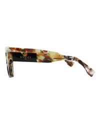 Gucci Mens Square/Rectangle Havana Havana Brown Fashion Designer Eyewear