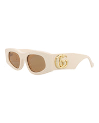 Gucci Gucci Womens Square/Rectangle Ivory Ivory Brown Fashion Designer Eyewear
