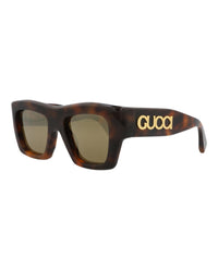 Gucci Womens Square/Rectangle Havana Havana Brown Fashion Designer Eyewear