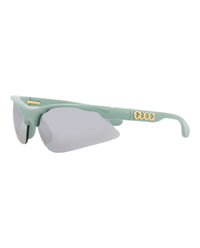 Gucci Gucci Mens Shield/Wrap Green Green Silver Fashion Designer Eyewear