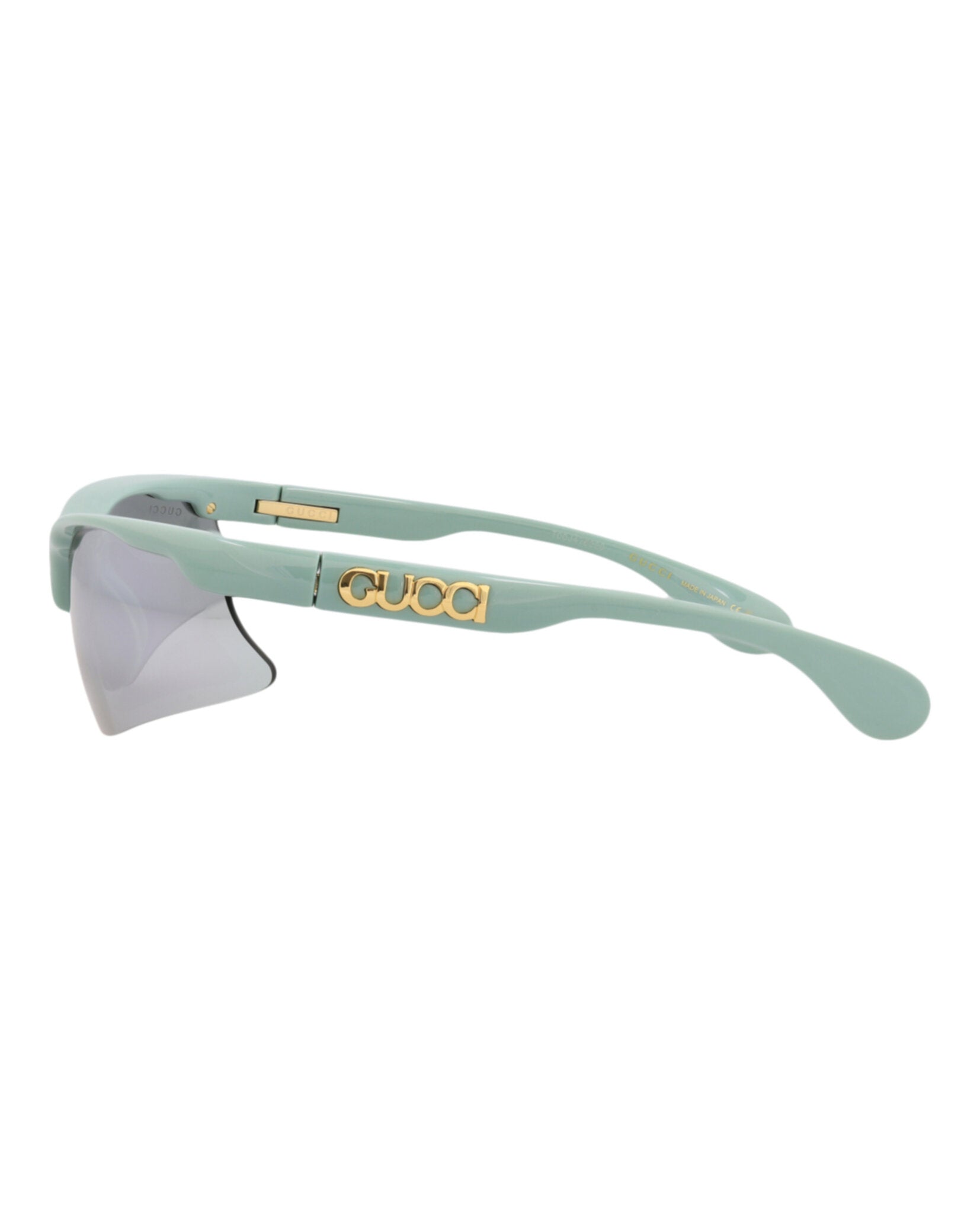 Gucci Gucci Mens Shield/Wrap Green Green Silver Fashion Designer Eyewear